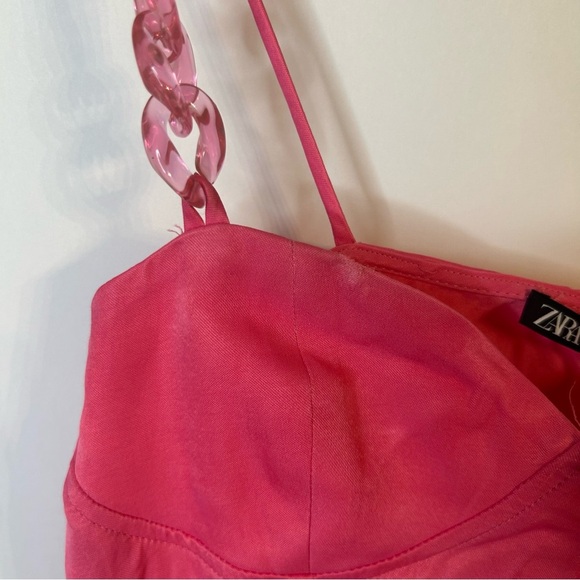 *NWT* Zara Satin Corsetry-Inspired Mini Dress in Pink, Size XS, Sleeveless - Picture 4 of 10